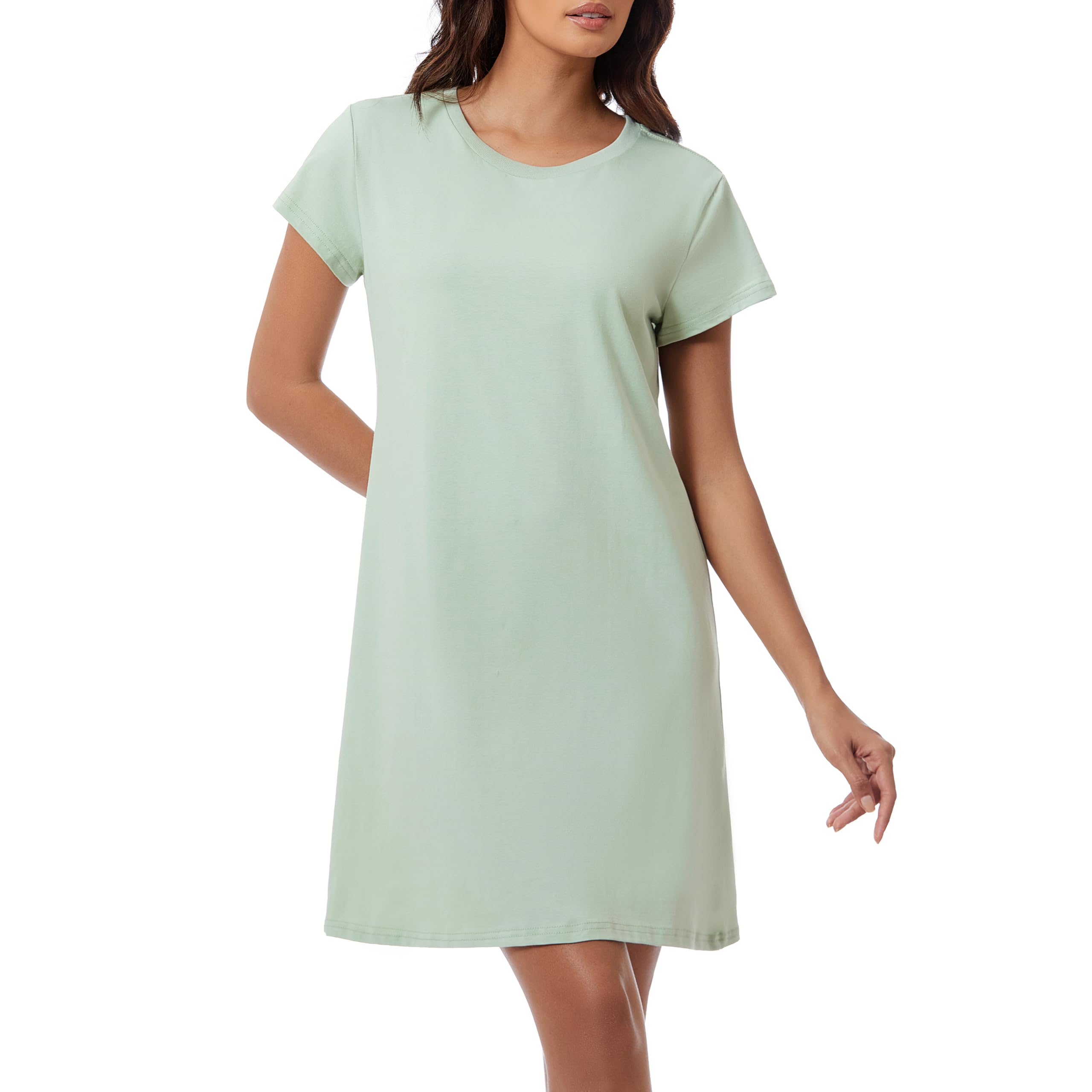 Xuepelit Nachthemd Damen Kurzarm Sommer Schlafshirt Damen Kurz Baumwolle Zweiteiliger Sleepshirt Nachtwäsche Schlafhemd S-2XL Zweiteiliger Sleepshirt Nachtwäsche Schlafhemd S-2XL