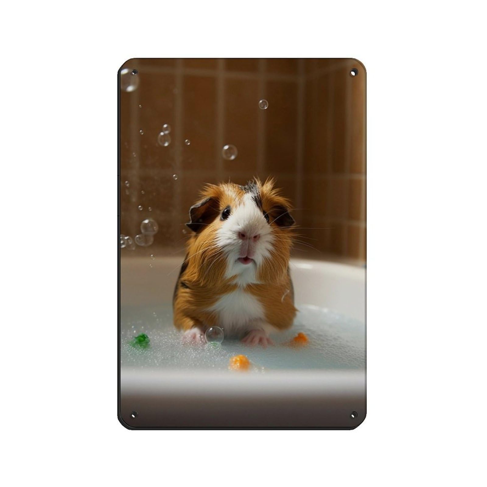 Guinea Pig Sitting in The Bath,funny Bathroom Tin Sign Vintage Metal Pub Club Cafe Bar Home Wall Art Decoration Poster Retro 8x12inch(20x30cm)
