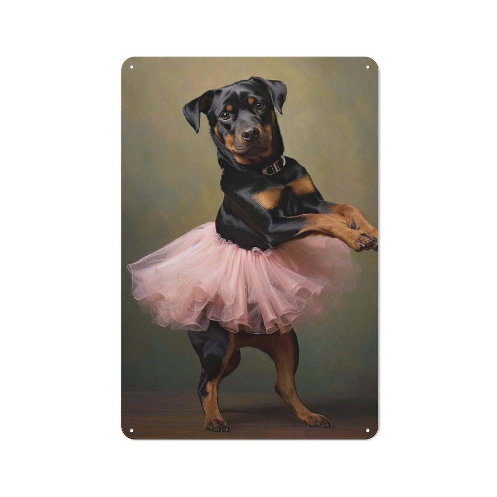 Junmoney Style-7 Metal Wall Plaque With Rottweiler Ballerina Design 30X20cm, Old Fashioned Vintage Wall Decor For Living Room, Hallway, Kitchen Or Cafe