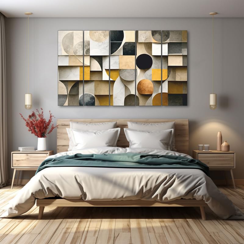 Image of The Castle Decor Abstract art painting with frame Big Size 36x60 Wall art for living room,Bedroom,Drawing room,Hotels-Wooden Framed-298