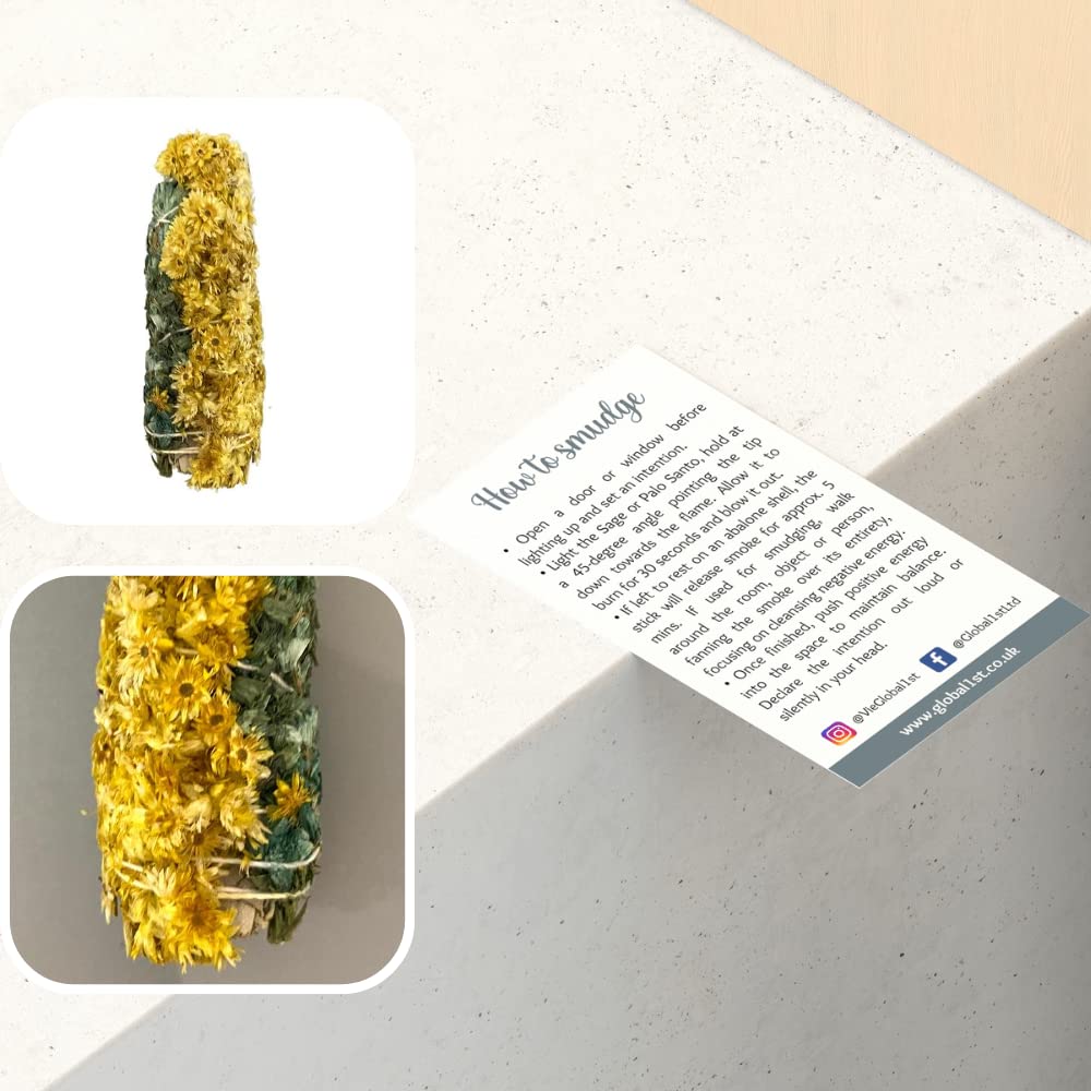 VIE Sage Smudge Stick 4" (White Sage, Green and Yellow Sinuata 4"), Natural - Image 3