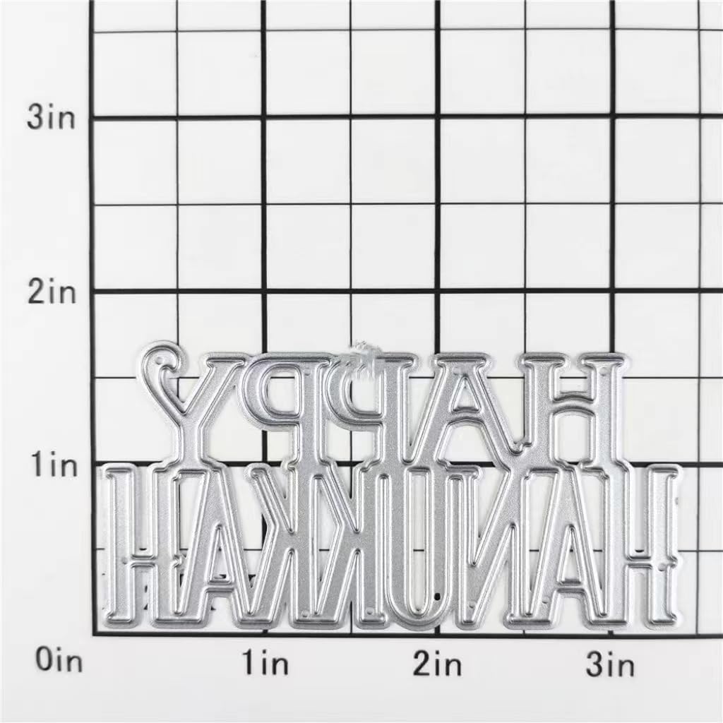 A Set Silver Happy Hanukkah Metal Cutting Dies for DIY Hanukkah Card Making Embossing Paper Die Cuts Sets,Album Scrapbooking Templates Stencils Storage Pockets,Die-Cutting and Embossing