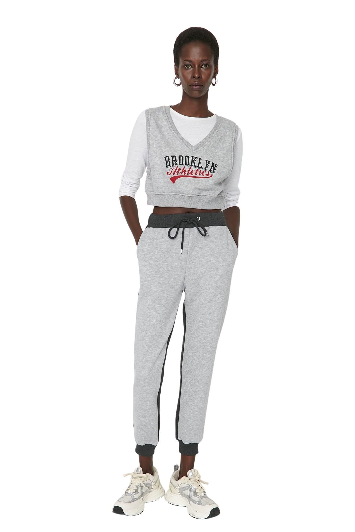 TRENDYOL Damen Normal Waist Sweatpants, Gray, M
