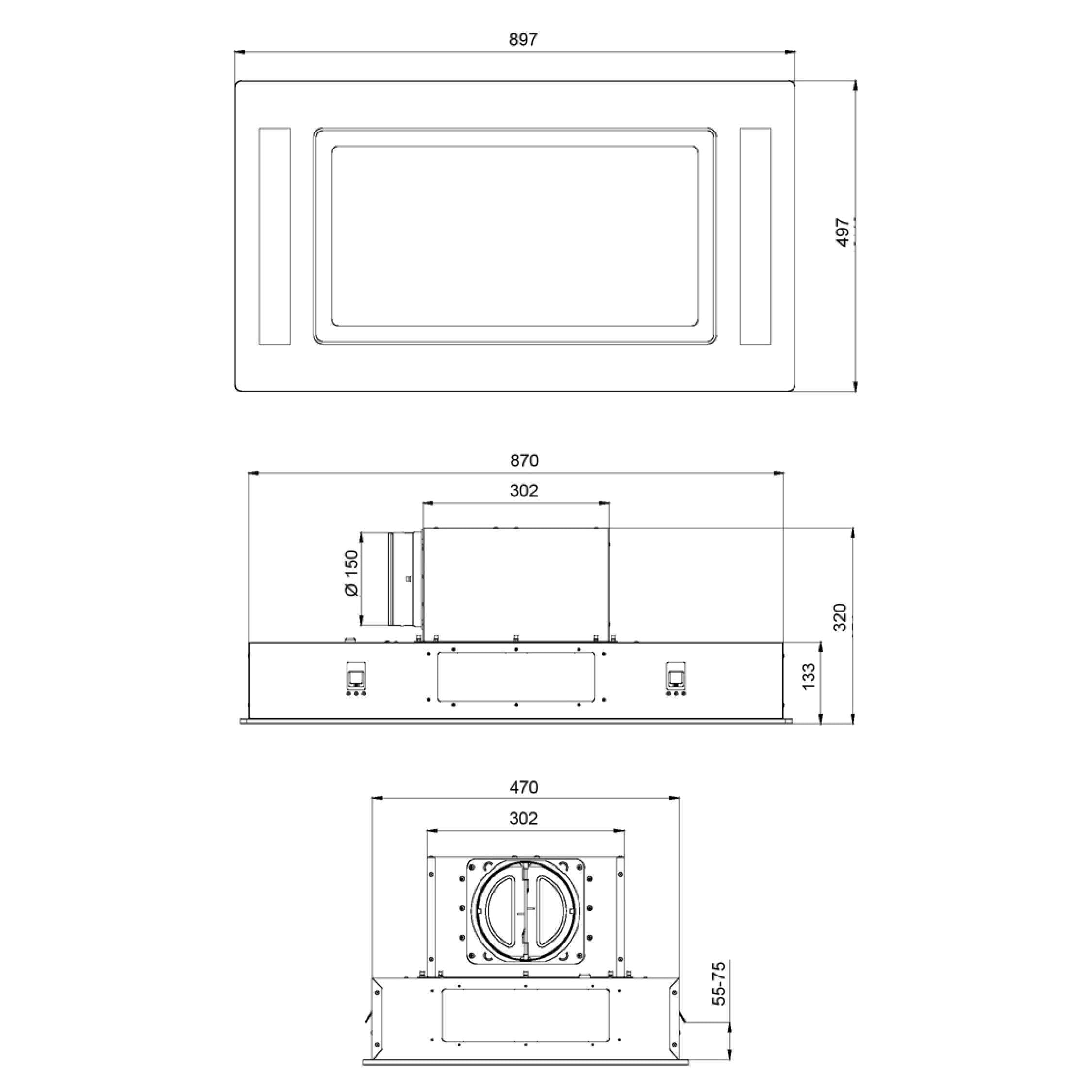 Cecotec Hotte Aspirante 90cm Plafond Intégrable Bolero Flux Tir 908000 Glass White A++. Finition Verre Blanc, Aspiration 800M3/H, Télécommande, Filtre Charbon, Booster