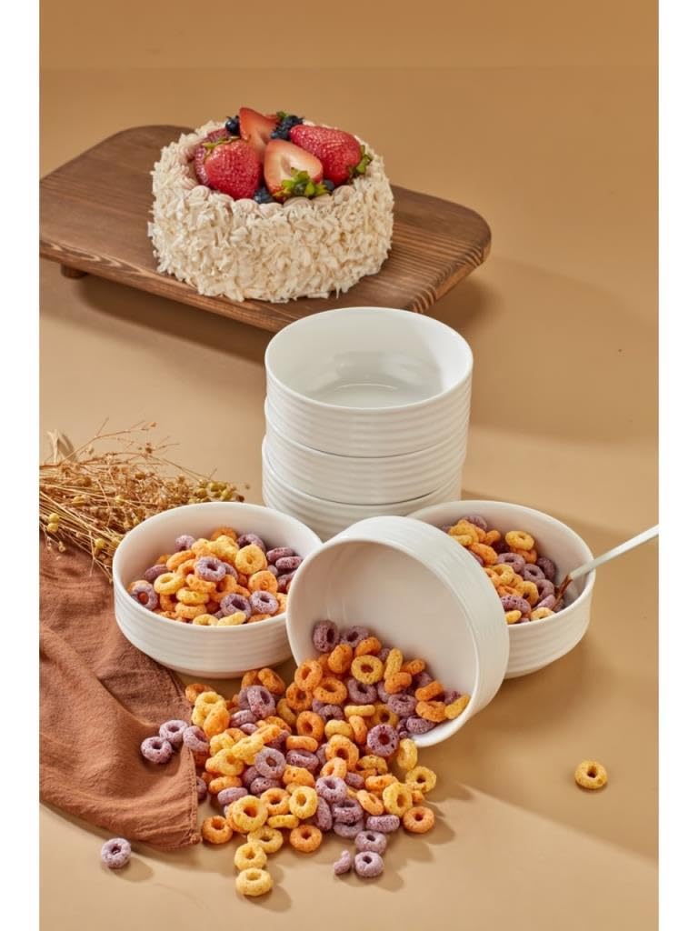 Cooker Emboss 6'lı 12 Cm Porselen Joker Kase Çorba Kahvaltılık Ikramlık Çerezlik Set
