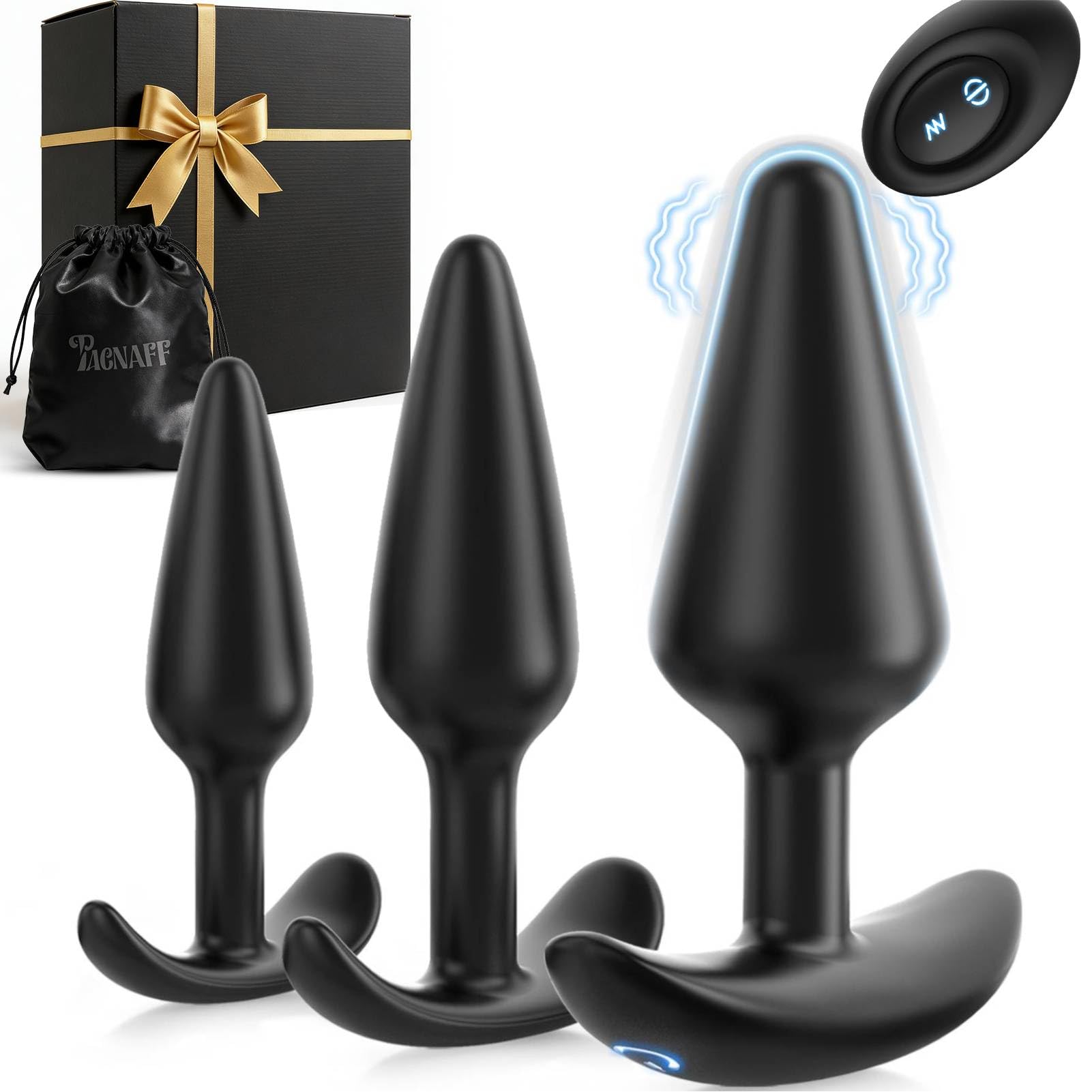 Analplug 3er-Set mit 12 Modi Vibration Analvibratoren für Mann Frau, Anal Plug Vibratorensets Frauen Prostata Stimulation Männer Sex Spielzeug für die Paare, Butt Plug Analdildos Sex Toyset Buttplug