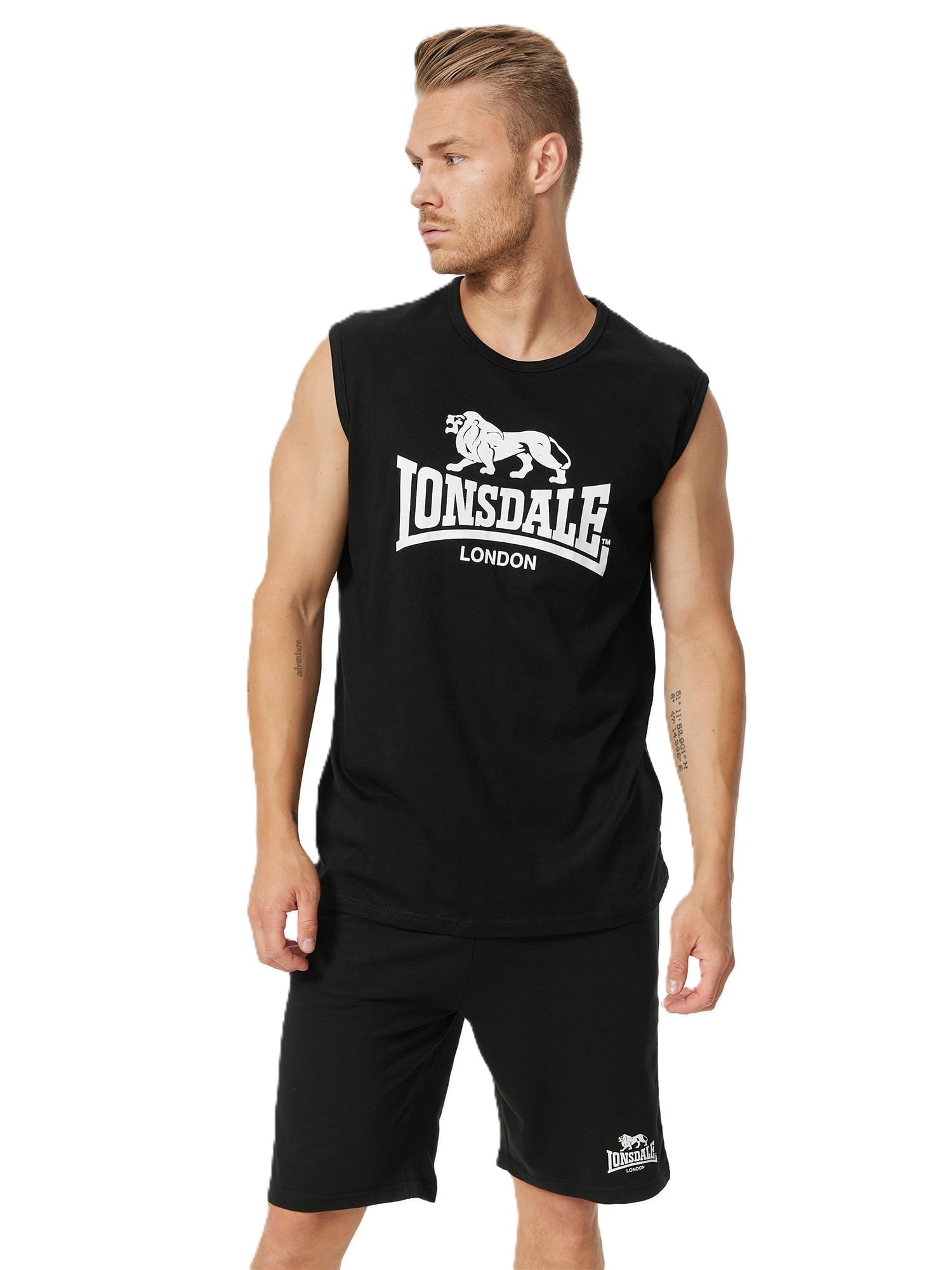 Lonsdale Men's Clopton T-Shirt, Black/White, XXL