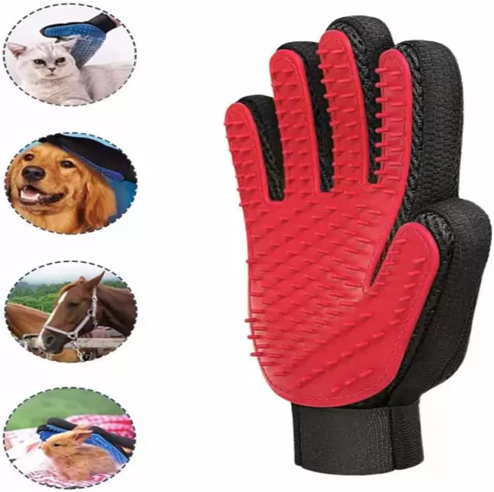Pet Grooming Glove for Dogs & Cats, Hair Remover De-Shedding Brush Mitt with Five Finger Design - Image 2