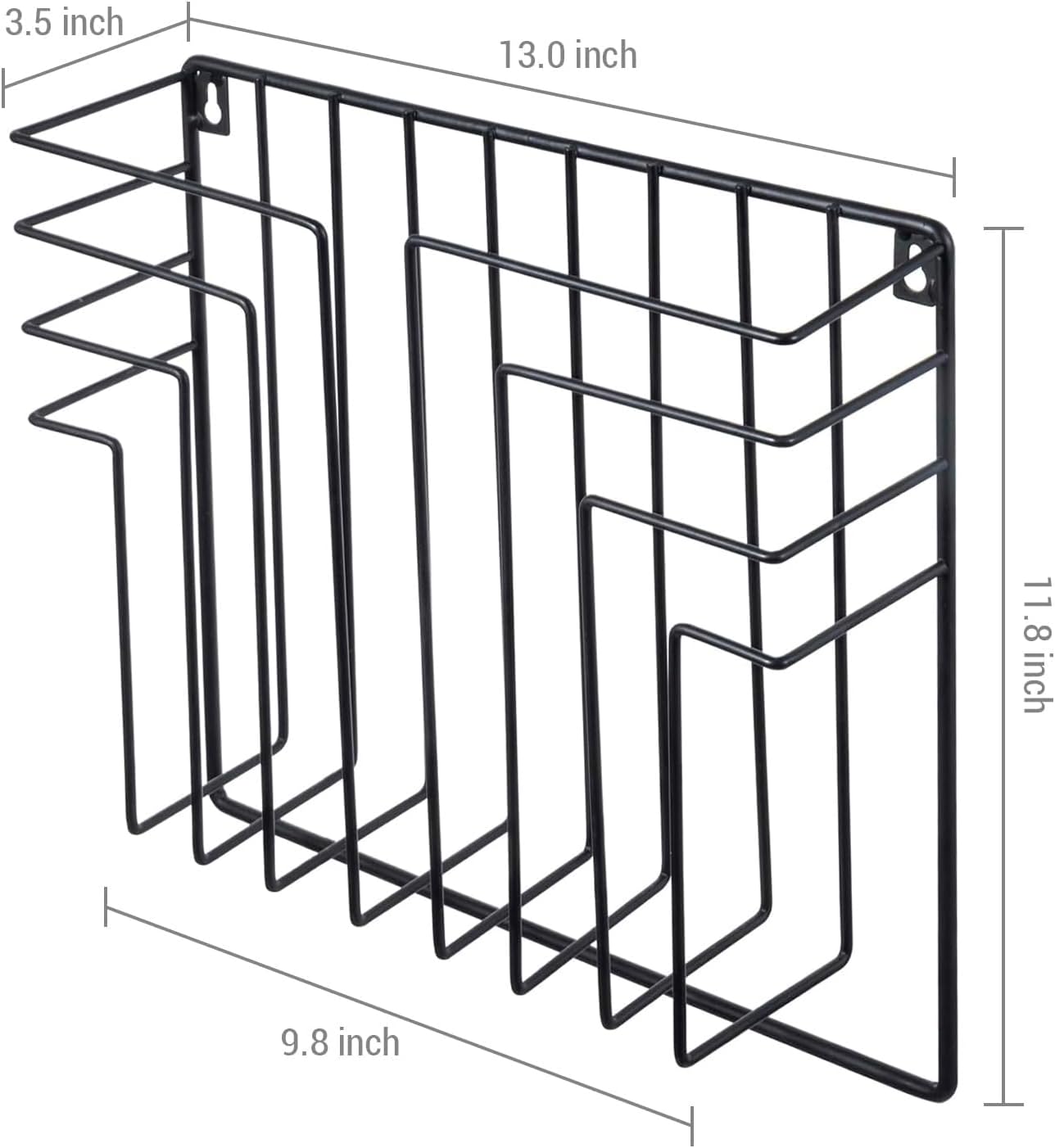 MyGift Wall Mounted Black Metal Wire Vinyl Records Storage Basket, Modern Geometric Design Hanging LP Record Holder Rack, Floating Retro Music Album Cover Shelf