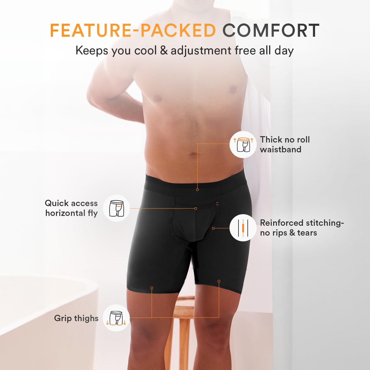 All Citizens Sous-vêtement exclusif Amazon avec pochette à balles avancée pour homme, boxer breveté, respirant, ne remonte pas