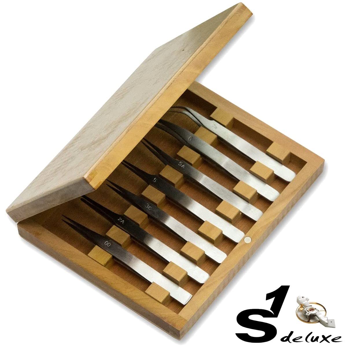 Juego de 7 pinzas de relojero S1 Deluxe® SA en estuche