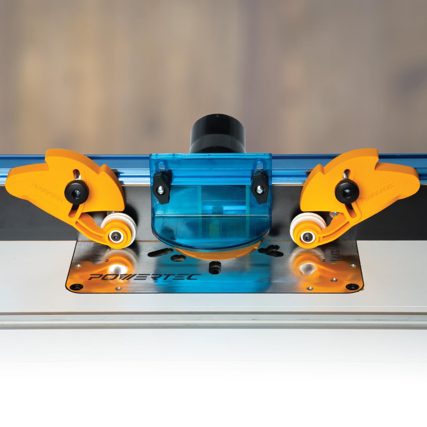 POWERTEC Adjustable Roller Stock Guide, One Way Bearing Stock Feeder Tool - Reduce Kickback & Increase Shop Safety - for Table Saw, Router Tables, Band Saws, Auxiliary Fence w/T-Slot Mount (71935)