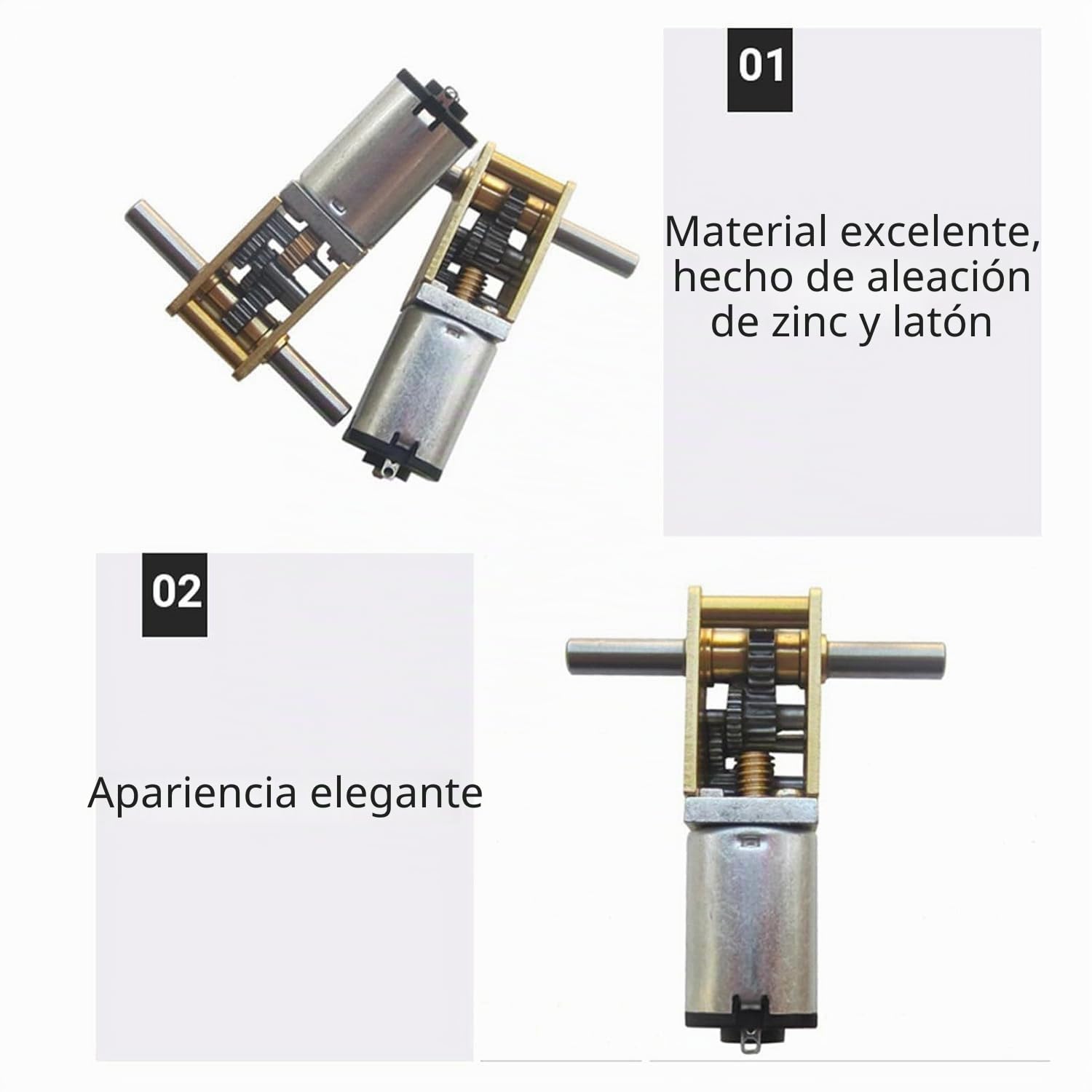 2Pcs N20 Motor de Engranaje, Mini Motor Eléctrico de Engranaje DC6V 190RPM | Cobre, Doble Eje, Funcionamiento Silencioso, Resistente al Calor, para Robótica y Proyectos de Bricolaje