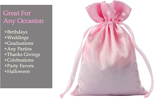 Miniatura 7 de AKLVBL - Paquete de 30 bolsas de regalo de satén rosa de 6 x 9.5 pulgadas, bolsas de joyería, bolsa con cordón, bolsas de recuerdo de boda, bolsas