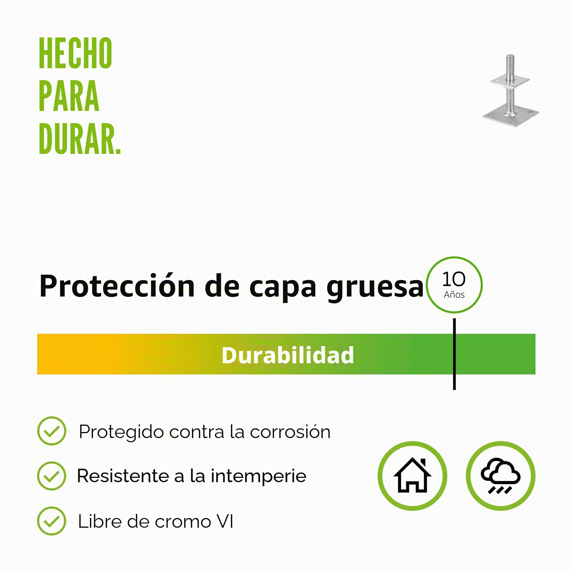 GAH-ALBERTS 218102 i POST POST SOPORTE DE AJUSTABILIDAD AJUSTABLE, 30 mm a 150 mm, Amarillo-galvanizado, tornillo de 70 mm x 70 mm