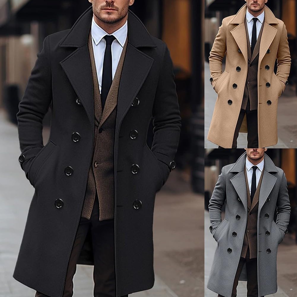 Dressy - Trench da uomo con caratteristiche classiche, perfetta per l'autunno e l'inverno (L kaki)