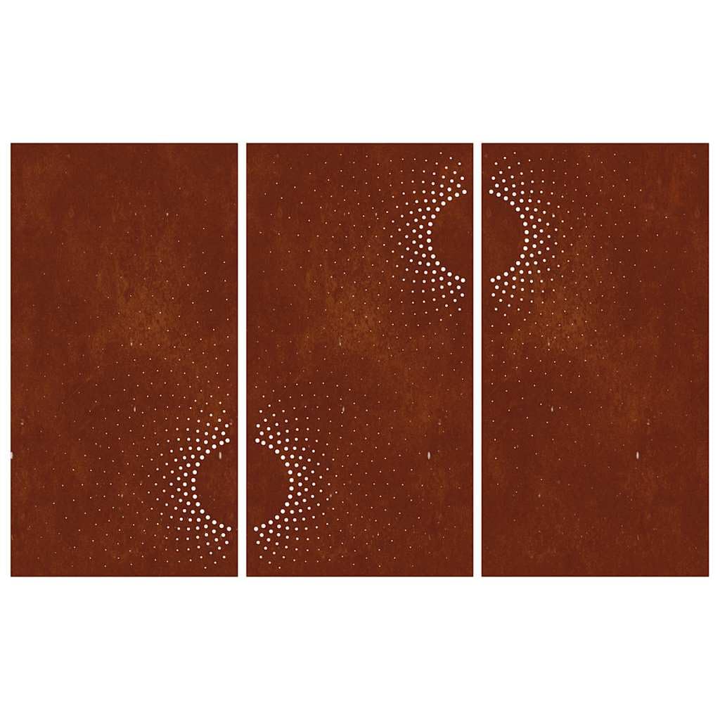 Adorno Pared jardín 3 uds Acero corten diseño Sol 105x55 cm, Casa y jardín Decoración Obras de Arte Carteles, copias y Arte Visual, Marrón, 6.9kg