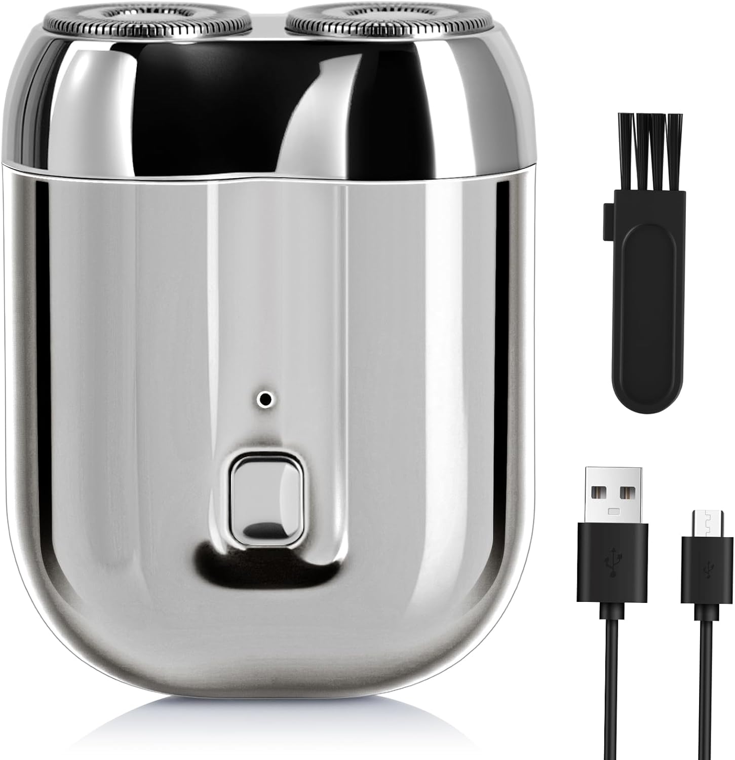 Mini Electric Shaver for Men, Upgrade Pocket Dual Head Shaver, Portable Razor for Men, Rechargeable Waterproof Compact Travel Electric Razor, USB Close Battery shavers (Silver)