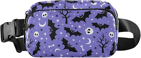 Women Men Fanny Packs Halloween Bats Skull Hiking Waist Pack