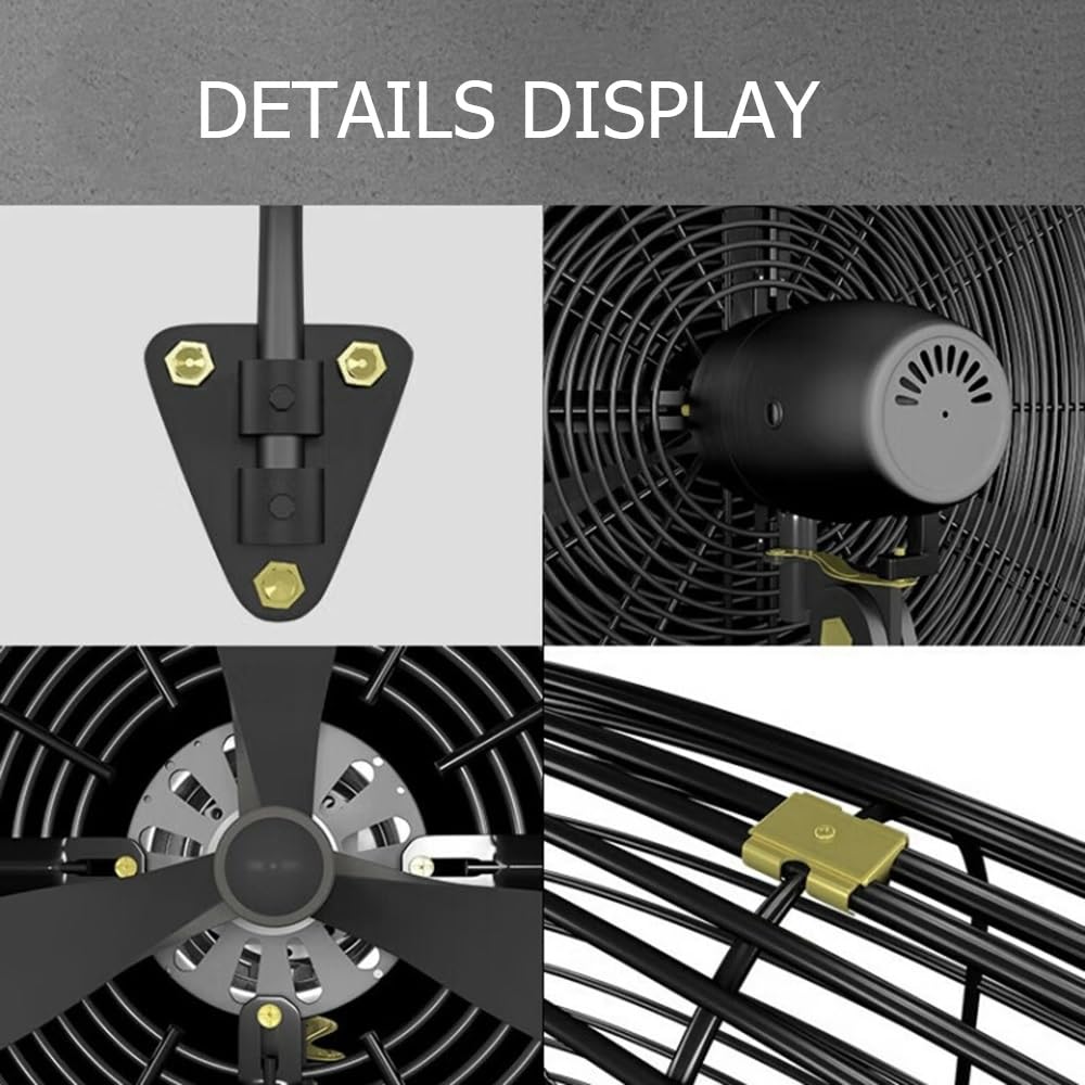 Ventilador Industrial de Pared con 3 velocidades, inclinación Ajustable, Ideal para Taller, Garaje, Patio, hogar o Uso Comercial, 500 mm