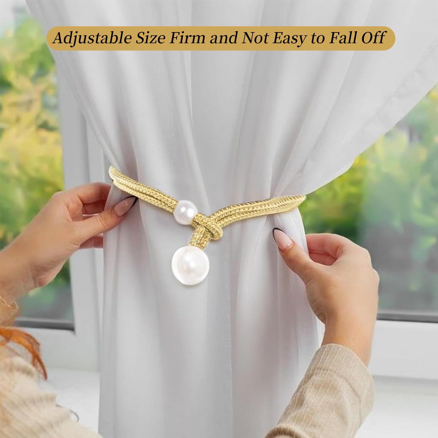 Golden Pearl Curtain Tiebacks - 6 Pack -4