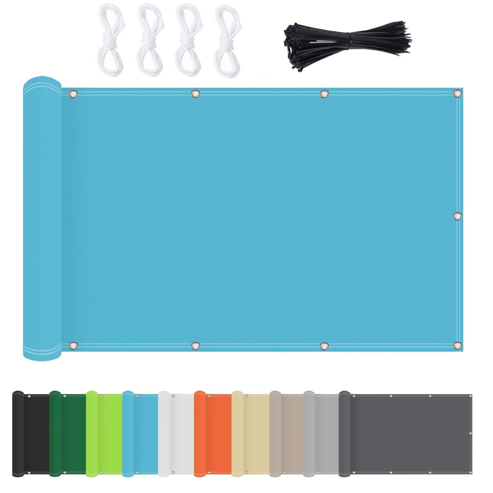 Voile d'ombrage rectangulaire bleu avec œillets de fixation