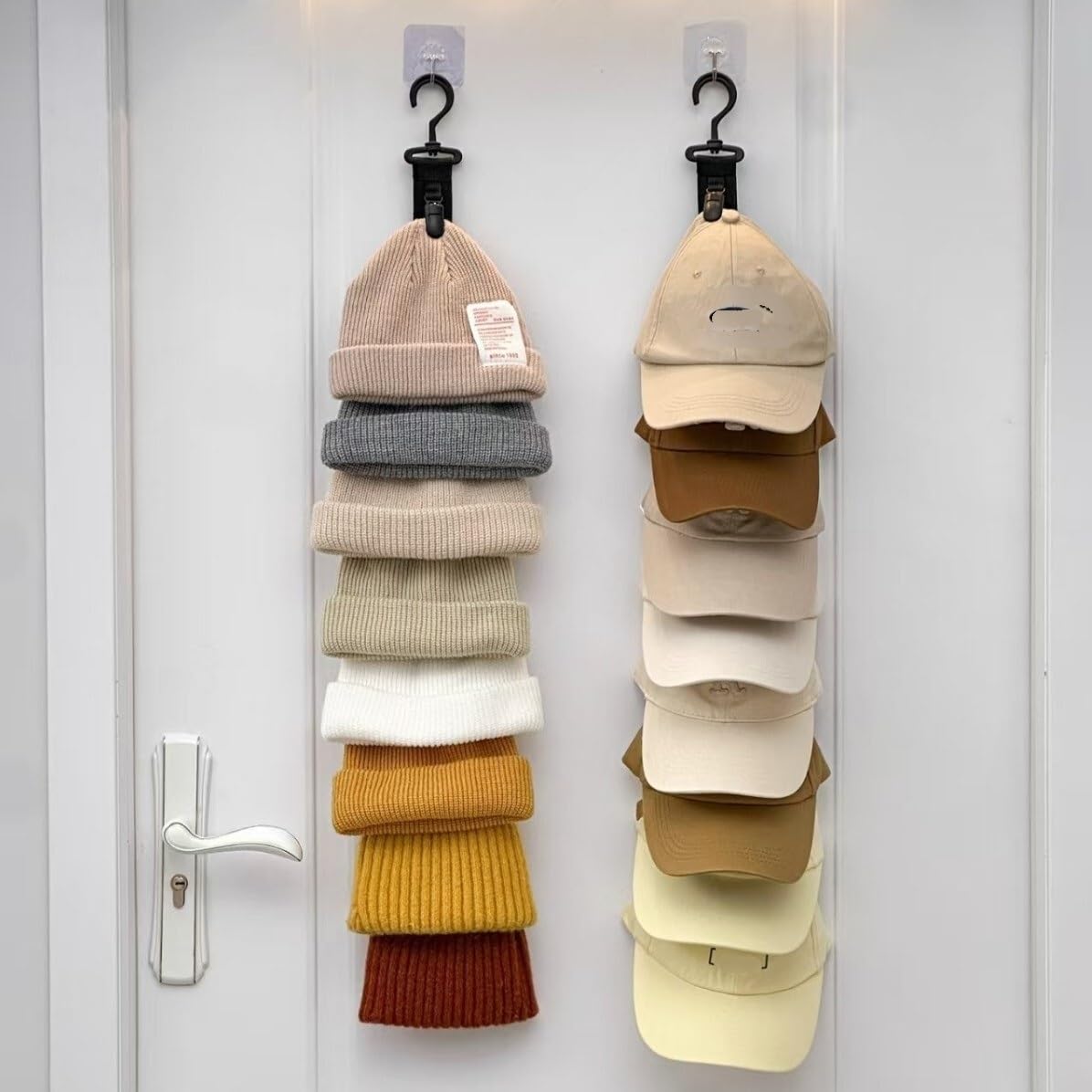 YAOHY Hat Rack for Closet, Hanging Baseball Hat Organizer Strap with 8 Clips Rotating Hook, Cap Storage for Home Dorm Room Travel