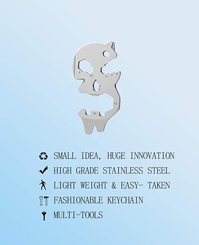 Miniatura 4 de Llavero multiherramientas, herramienta de bolsillo plateada en forma de esqueleto, herramienta multifunción portátil EDC para destornillador, llave,