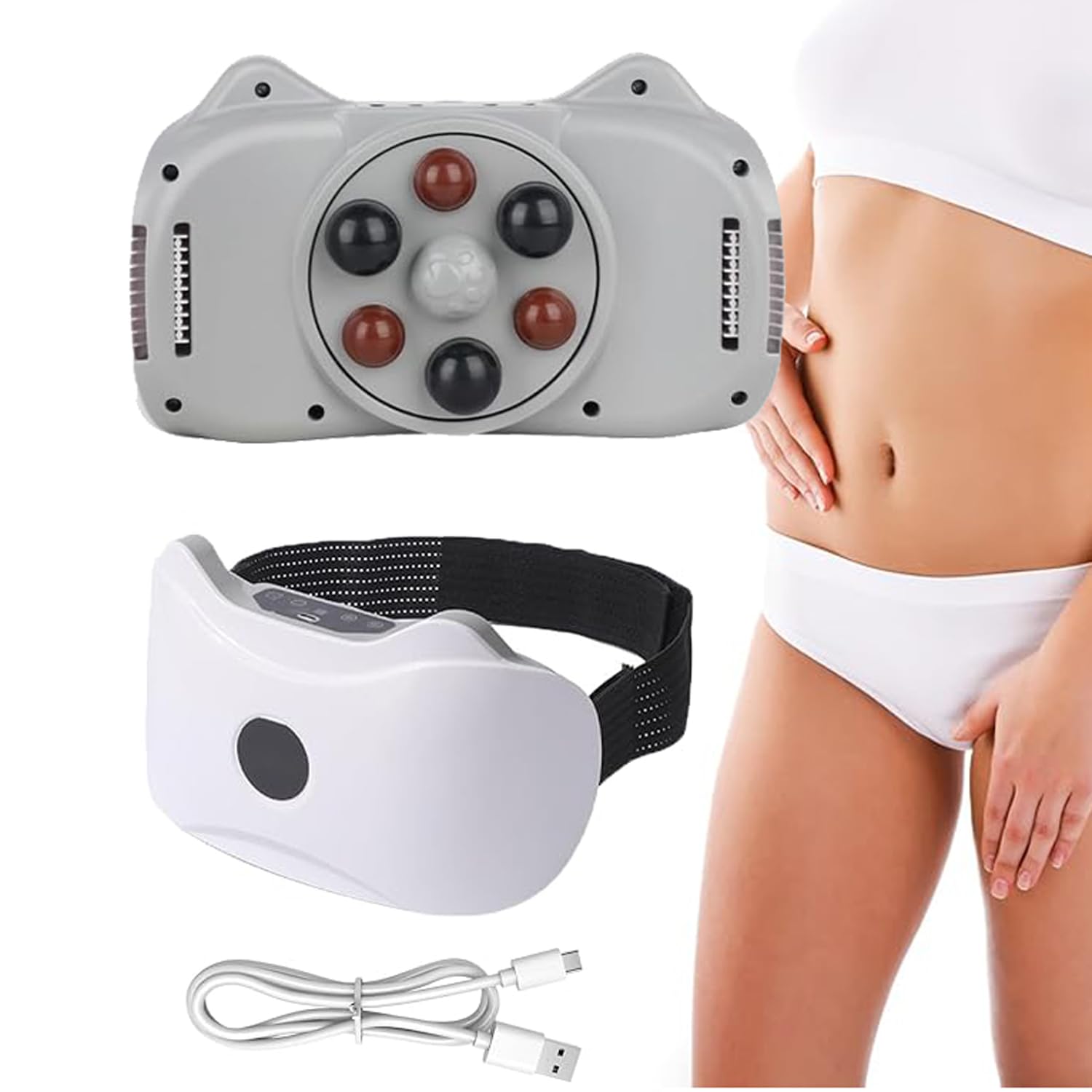 Masseur Abdominale électrique sans Fil, Masseur de Ventre pour Les regle et maigrir, Ceinture Amincissante Chauffante Ventre Plat Instrument De Pétrissage pour Digestion, Soulagement Douleur