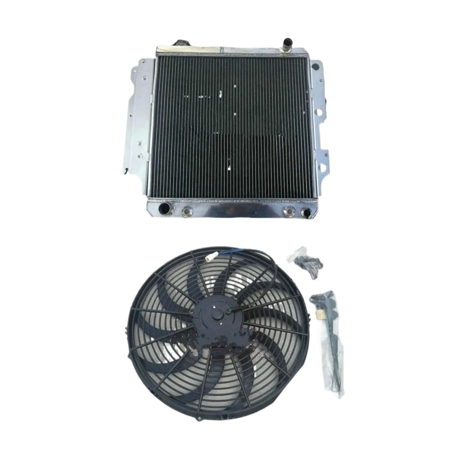 Zestaw Chłodzący Pasuje do JEEP WRANGLER YJ/TJ 2.4L-4.2L 1987-2006 3-rzędowy grzejnik aluminiowy + wentylator Radiator przewodzącym