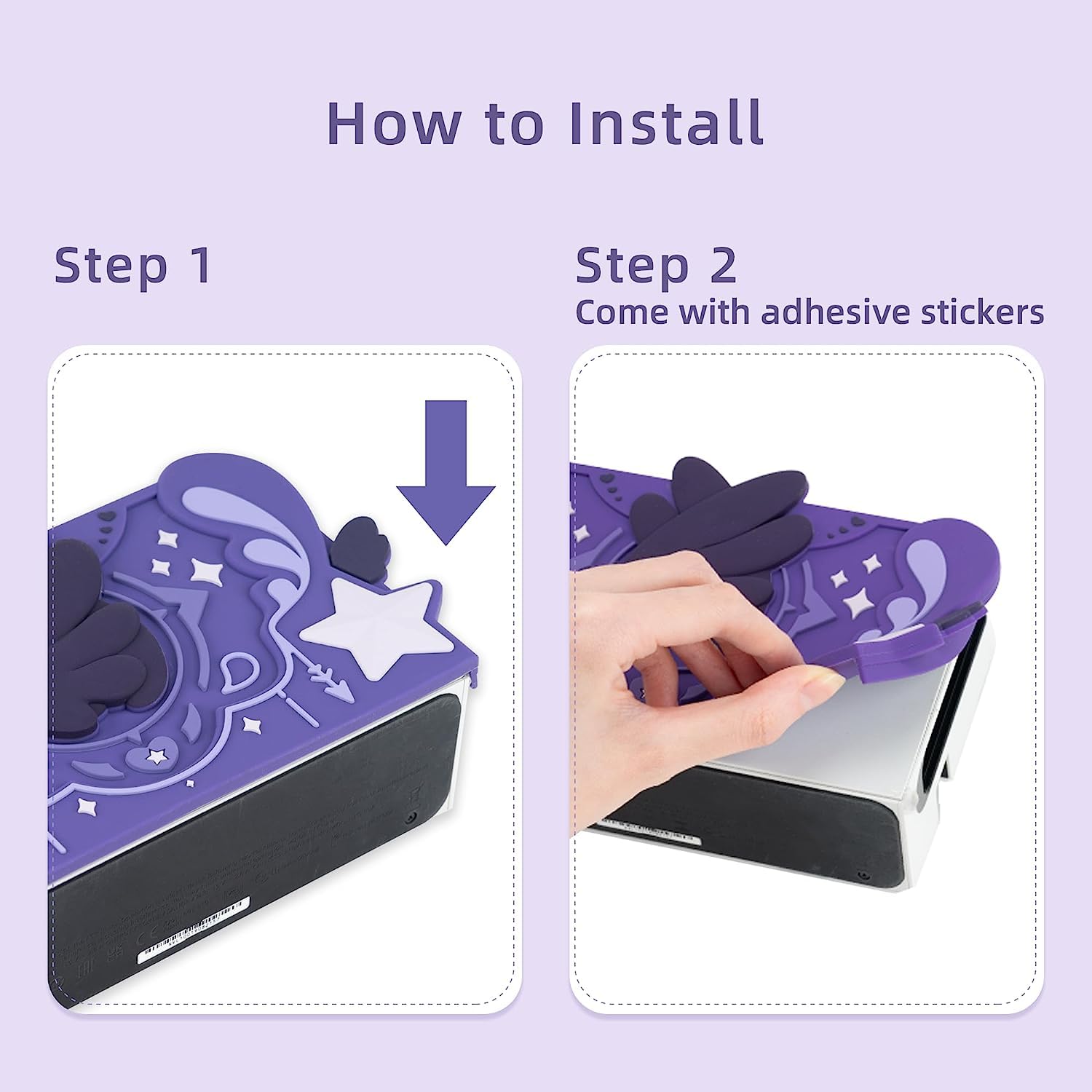 GeekShare weiche Silikon-Switch-Dock-Abdeckung, kratzfeste Frontplatte, Ärmelpolster, kompatibel mit Nintendo Switch/OLED-Ladestation – Star Wings-Serie, dunkle Version