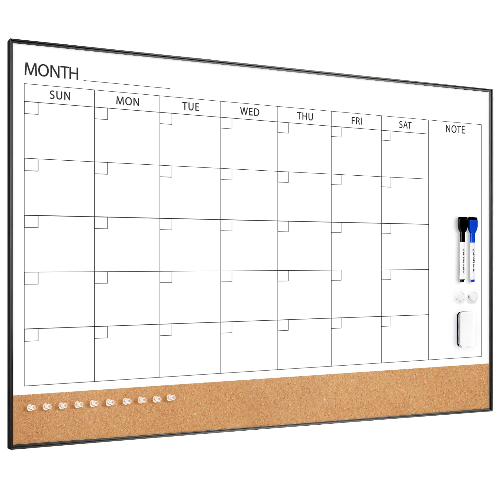 ARCOBIS Dry Erase Calendar with Cork Board