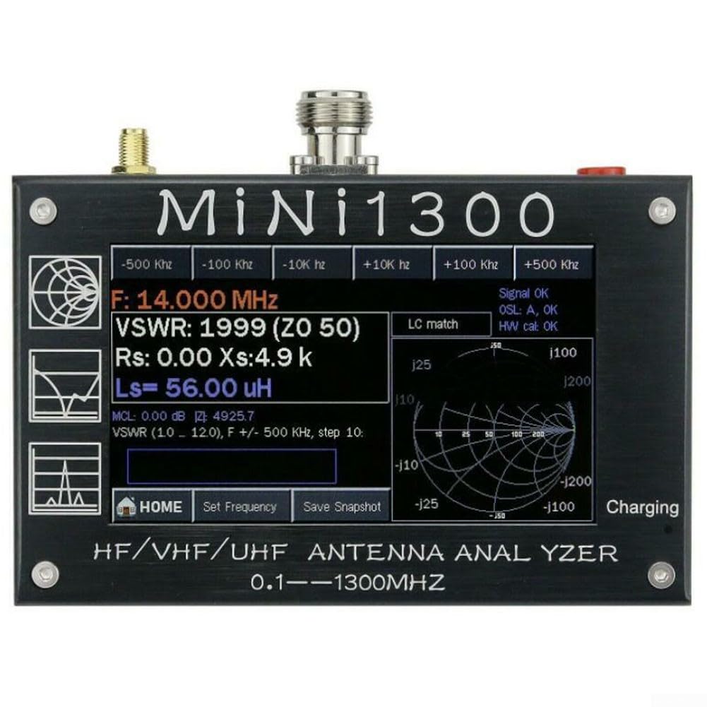 Mini1300 Analysegerät, 0,1–1300 MHz HF/VHF/UHF SWR Messgerät mit 10,9 cm LCD für Ham Radio