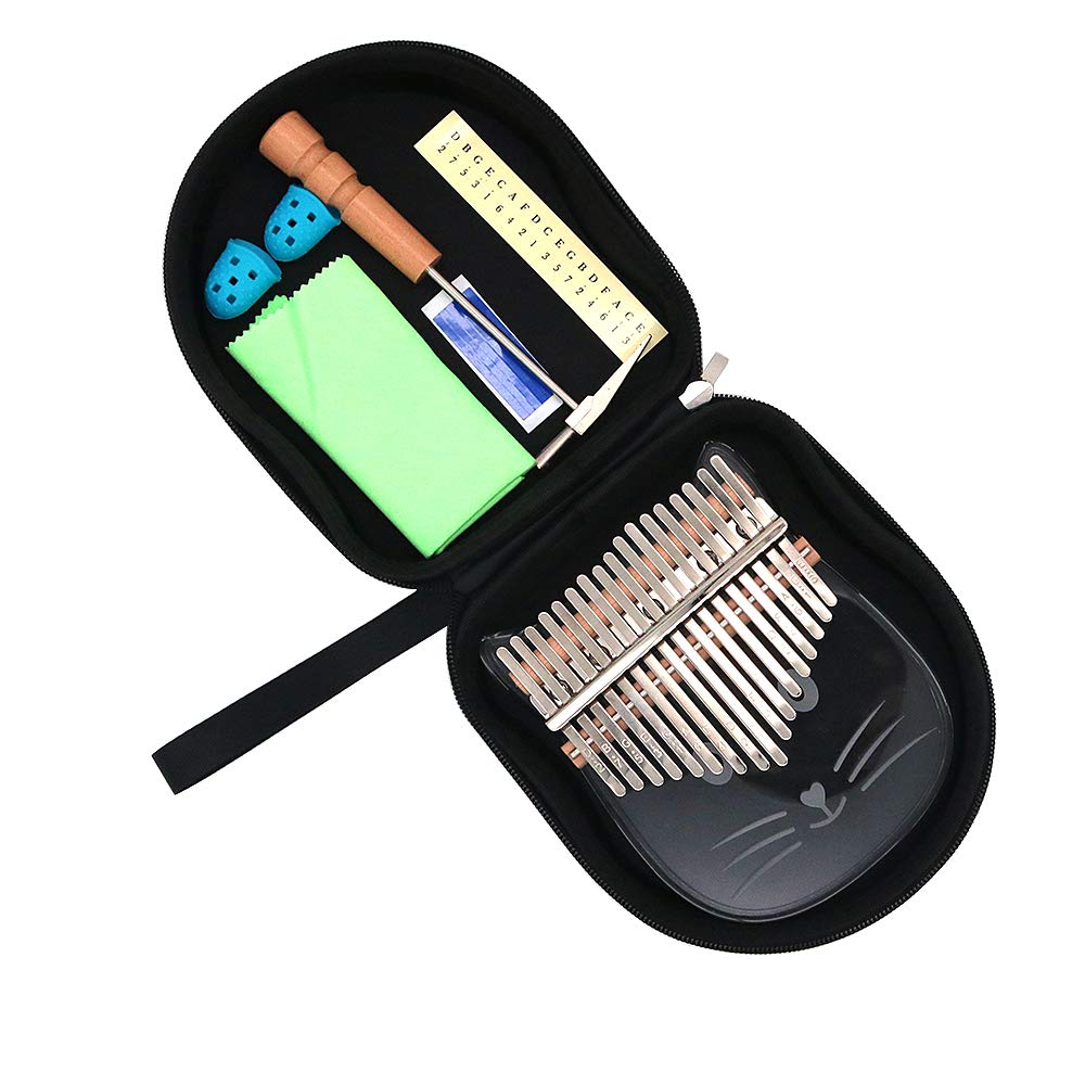 Alnicov 17 touches Kalimba (forme de lapin) fabriqué à la main en acrylique avec des accessoires pour enfants et adultes