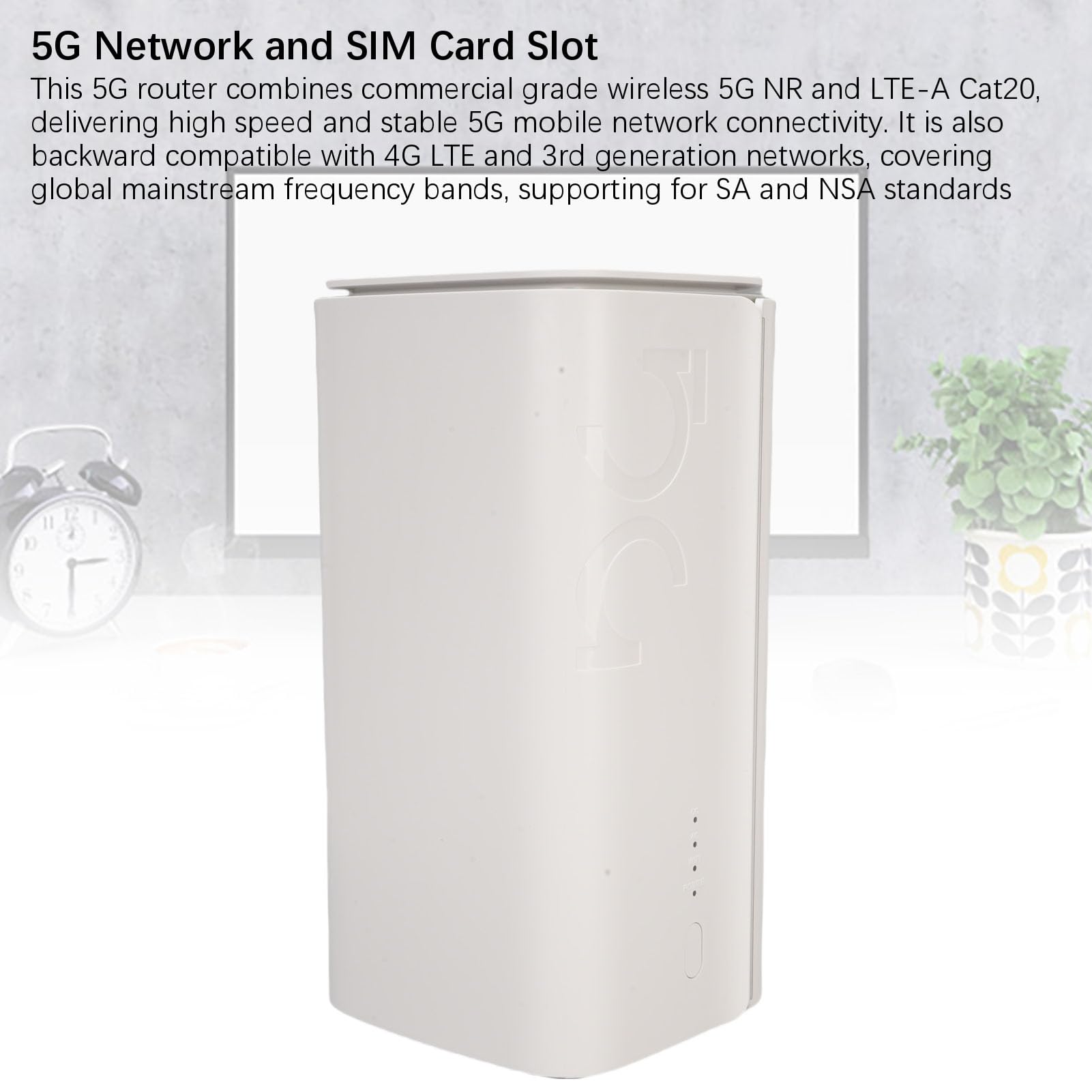 VBESTLIFE Router CPE 5G con Slot per Schede SIM, Modem Router WiFi 6 5G Ad Alta velocità da 4,67 Gpbs per Home Office Indoor, Fino a 50 Utenti (Spina europea)