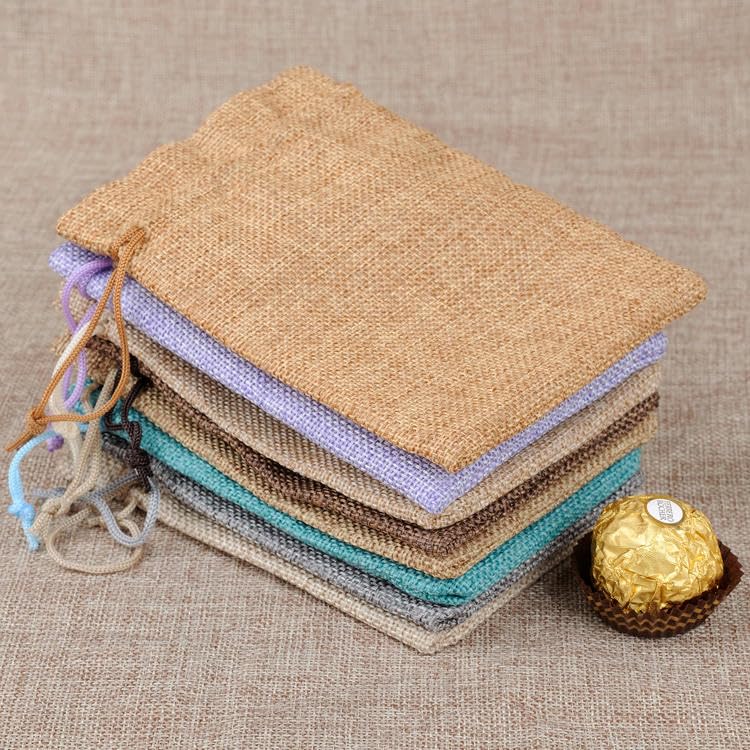 Pochettes à bijoux, Sacs à cordon en lin violet 20 x 30 cm, lot de 100(Orange,7x9cm 50 PCS)