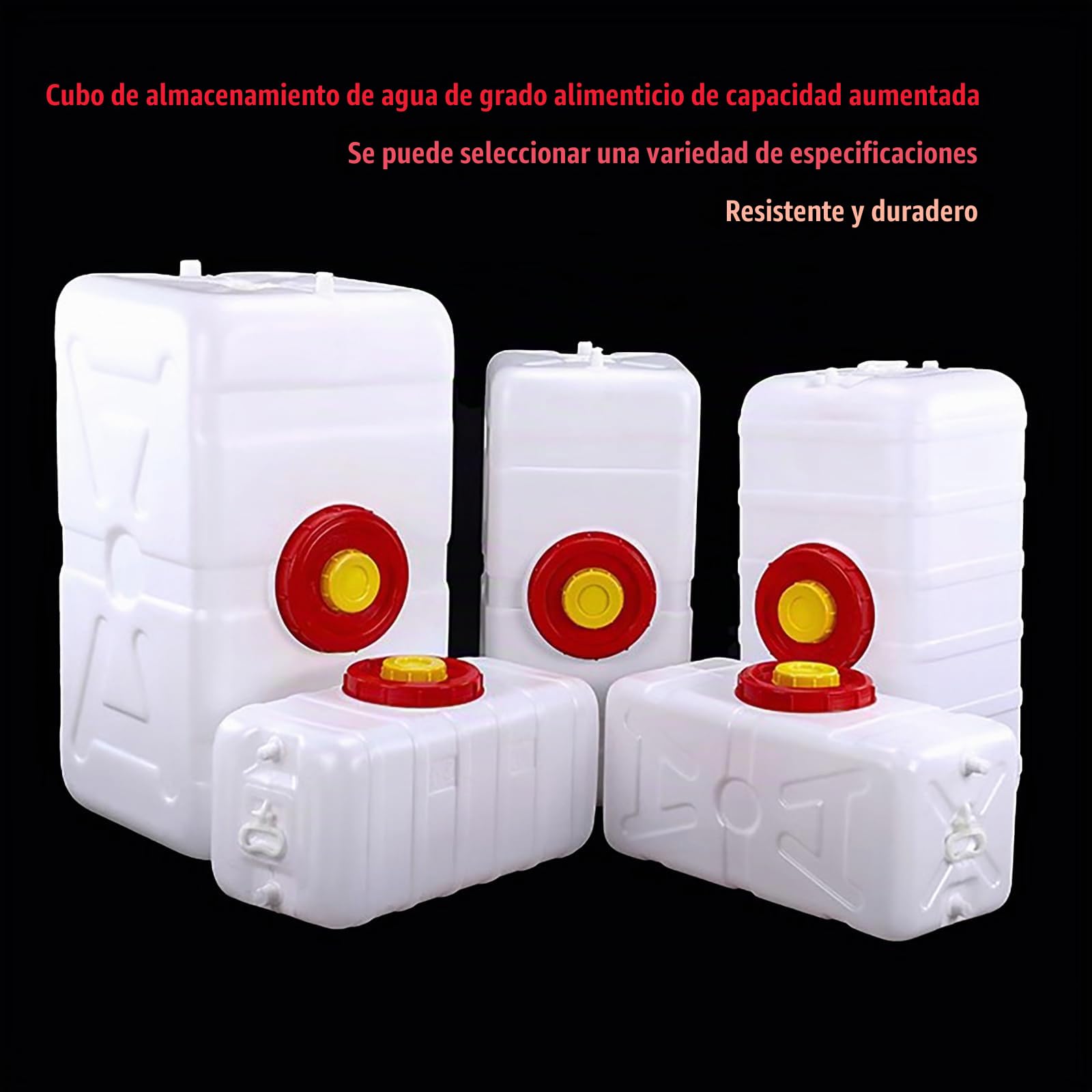 Contenedor De Agua Alimentario De HDPE Cuadrado, Tanque De Gran Capacidad con Asa Reforzada, 2,8 Mm De Grosor Estanco para Hogar, Camping, Autocaravanas Y Exteriores(Size:200L)