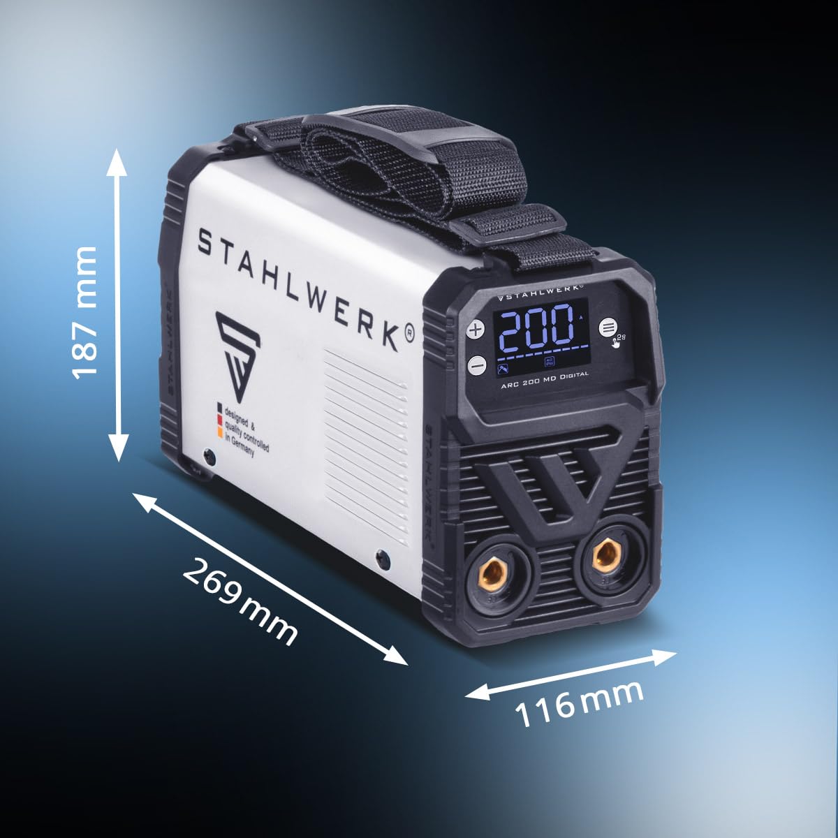 STAHLWERK Elektroden-Schweißgerät ARC 200 MD Digital – MMA (E-Hand) & Lift-TIG (DC) bis 200 A, flexibel einsetzbar ohne Gas, ARC-Force, Hotstart, Anti-Stick, Smartkühlung & Überhitzungsschutz