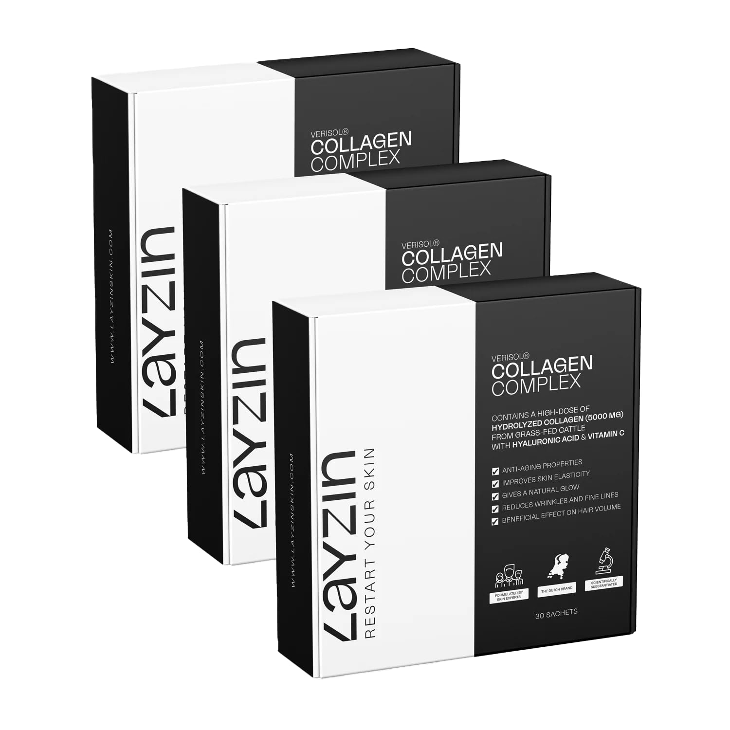 Polvo de Colágeno para Mujeres con Colágeno Verisol®, Ácido Hialurónico y Vitamina C – Fórmula de Belleza Anti-Edad para el Rejuvenecimiento de la Piel y para Cabello y Uñas – 90 Sobres, Unisex