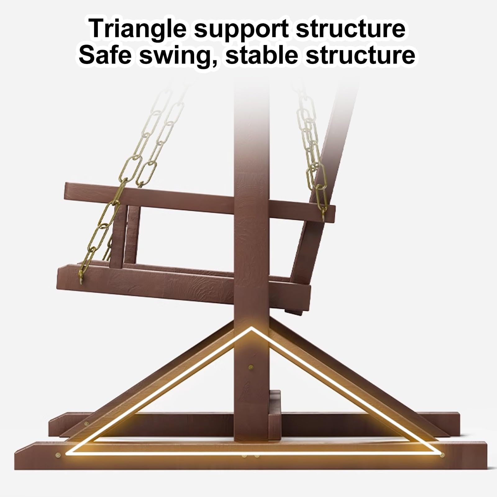 Silla columpio para exteriores con cadenas, columpio de madera para jardín, patio, césped, balcón y patio trasero