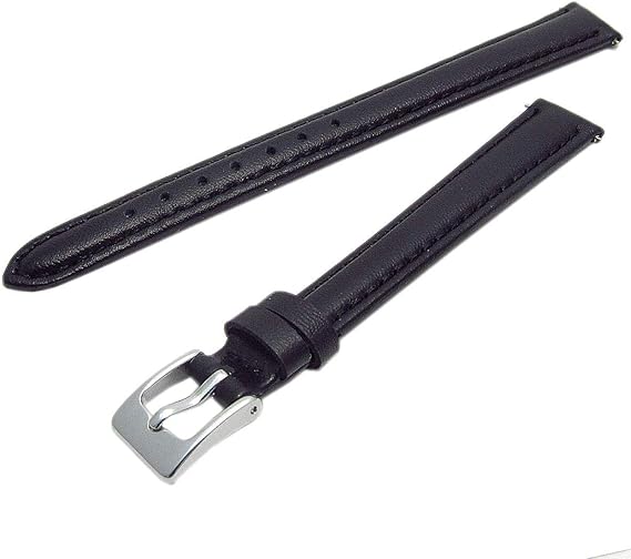 Ladies Soft Genuine Leather XL Extra Long Watch Strap Band 12mm Black