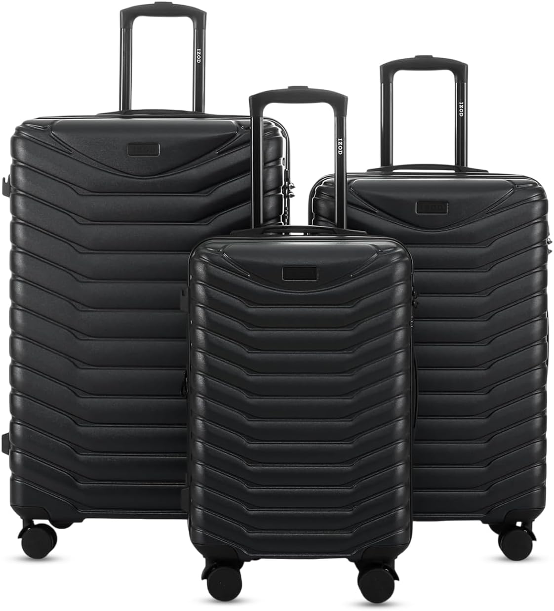 IZOD Phantom 3 Piece Expandable Hardside Luggage Set (Black)
