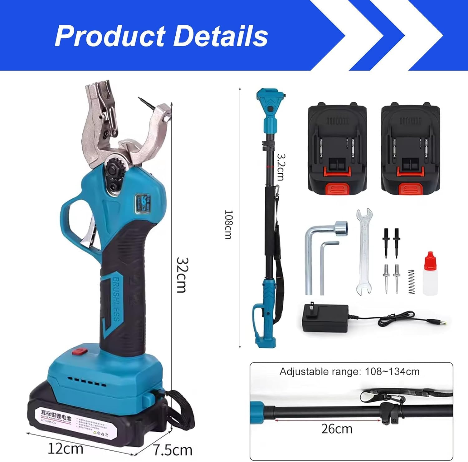 Etichettatrice Auricolare Elettrica per Suini, Bovini, Ovini, Strumento di Etichettatura per Bestiame con Impugnatura Antiscivolo, 2 Batterie, 3 Aghi per Etichette Withoutrod