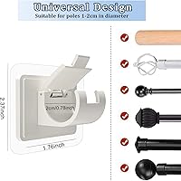 Vista 3 de 2 soportes de barra de cortina sin taladro, soportes para barra de cortina, autoadhesivos, ganchos de barra de cortina ajustables sin clavos, sin