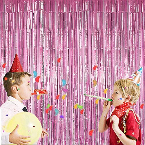 Image of TREND N ART Premium Metallic Foil Curtain 3x6 Ft Each for Party Decoration, Shimmer Backdrop for Birthday, Anniversary & Wedding, Easy to Hang Door & Wall Decoration Photo Booth (4, Pink)