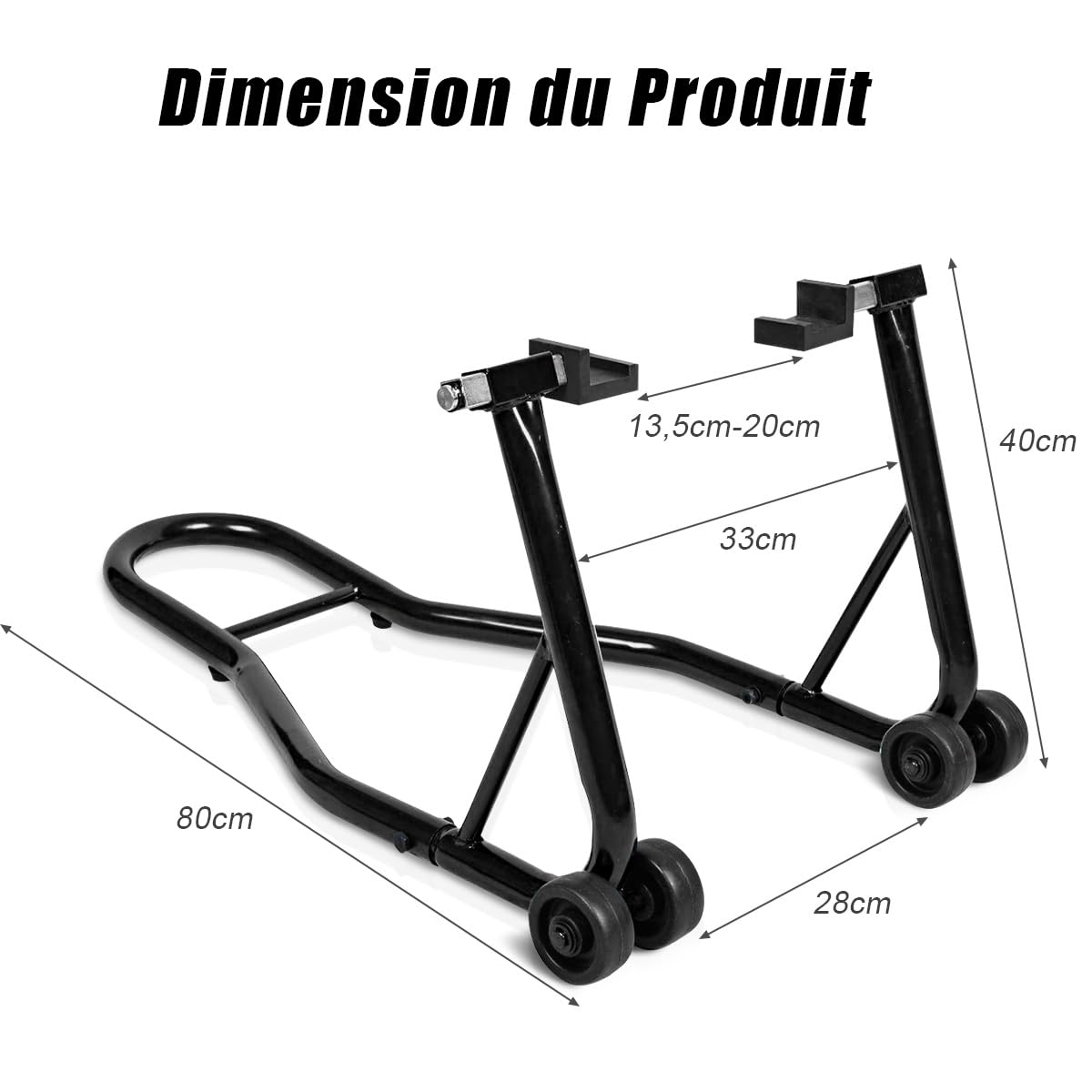 SOARS Béquille Atelier Moto 80 X 50 X 40 CM, Charge 400 KG (Noir)
