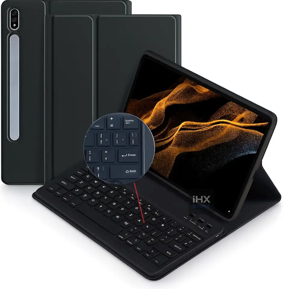 Capa Case Premium para Samsung Galaxy Tab S9 Fe / S9 / S10 FE - com Teclado Touchpad e Compartimento para Pencil (PRETO)