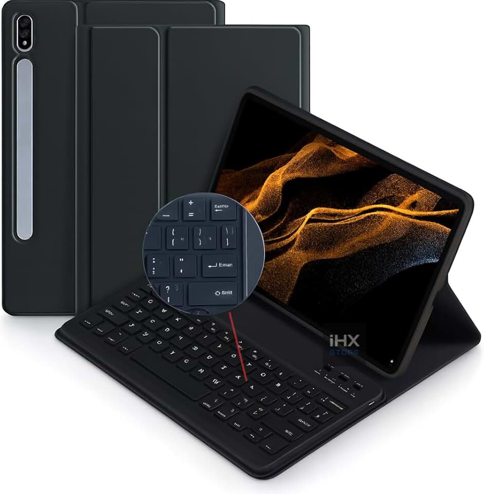 Capa Case Premium para Samsung Galaxy Tab S9 Fe / S9 / S10 FE - com Teclado Touchpad e Compartimento para Pencil (PRETO)