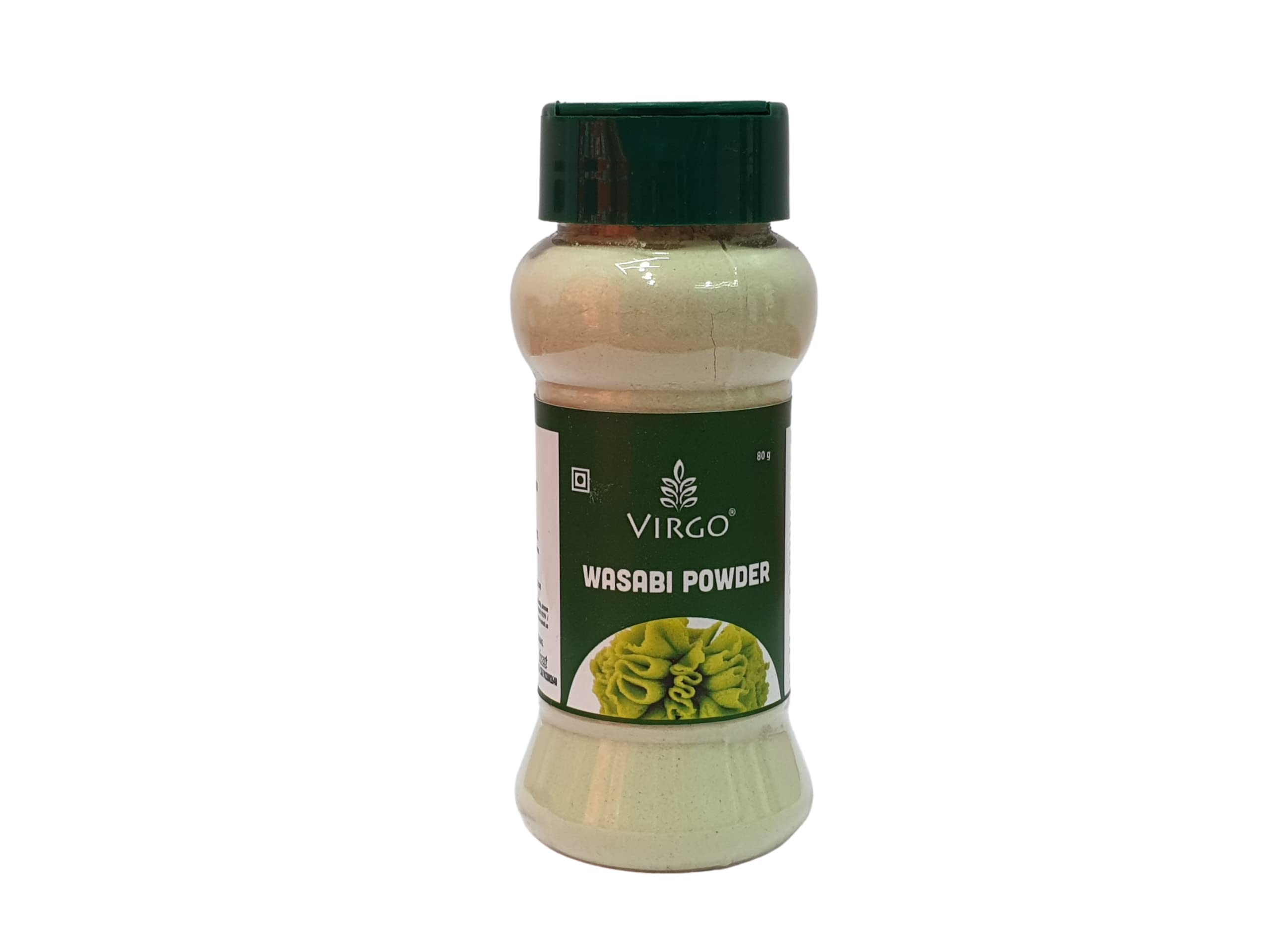 Virgo Wasabi Powder, Fresh, Potent Flavor for Sushi, Sashimi and Soba, Made with Real Wasabi, No Artificial Colours, Flavours or Fillers 80gms