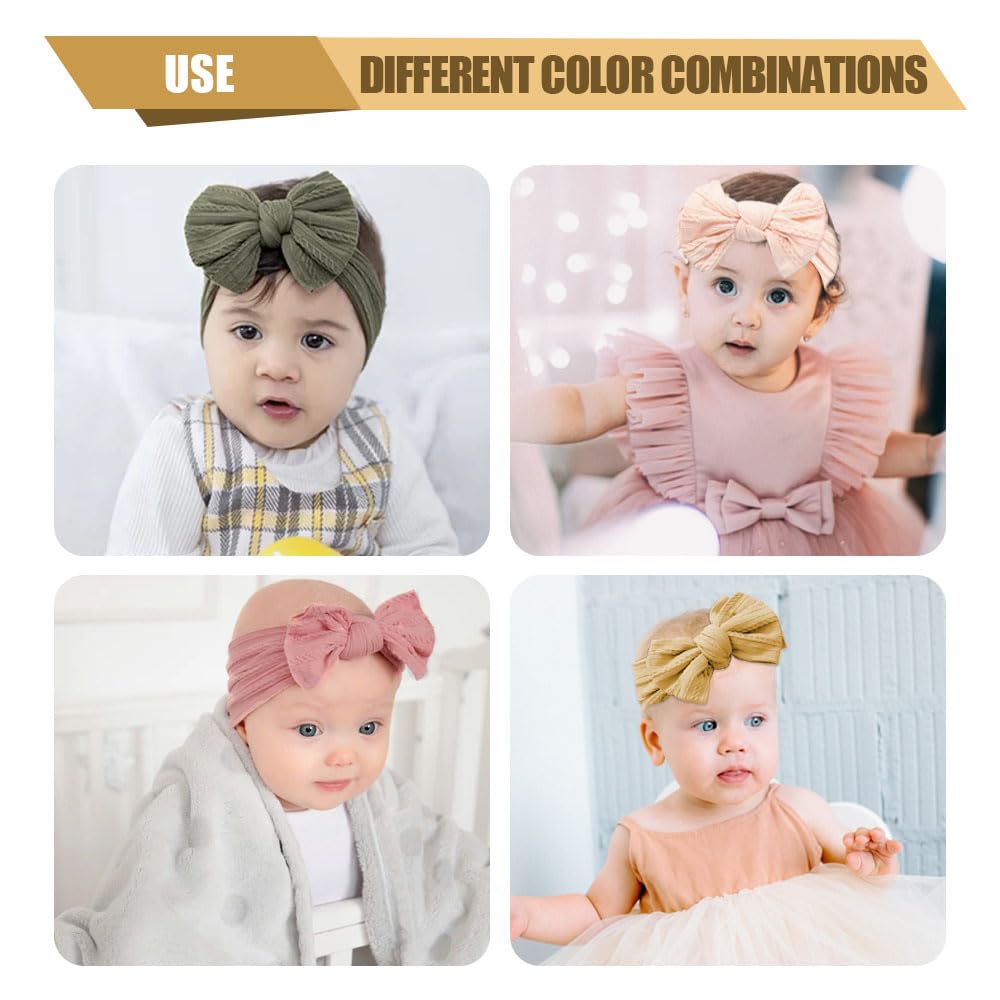 HBselect Lot de 8 Pièces Bandeau Cheveux Enfant Uni de Nœud Turban